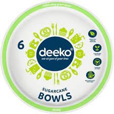 Deeko Sugarcane Bowls 500ml 6 Pack