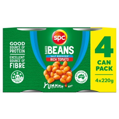 SPC Baked Beans Rich Tomato Salt Reduced 4 x 220g