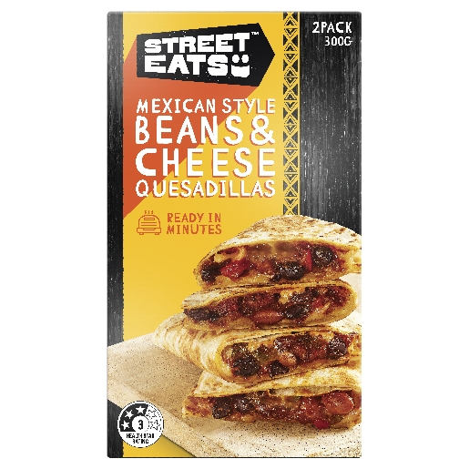 Street Eats Quesadillas Mexican Style Beans & Cheese 2 Pack 300g