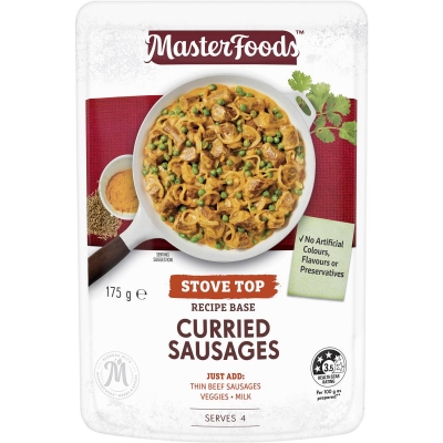 MasterFoods Stove Top Recipe Base Curried Sausages Pouch 175g