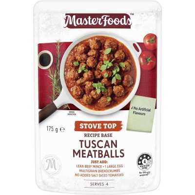 MasterFoods Stove Top Recipe Base Tuscan Meatballs Pouch 175g