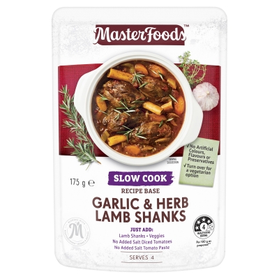 MasterFoods Slow Cook Recipe Base Garlic & Herb Lamb Shanks Pouch 175g