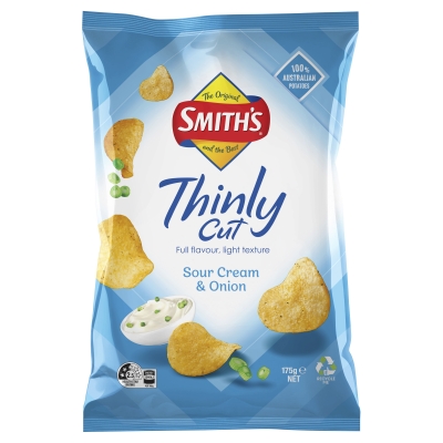 Smith's Thinly Cut Sour Cream & Onion Chips 175g