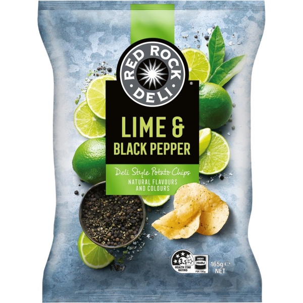 Red Rock Deli Lime & Black Pepper Chips 165g