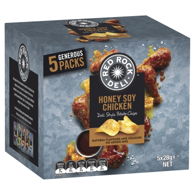 Red Rock Deli Honey Soy Chicken Chips 5 Pack 140g