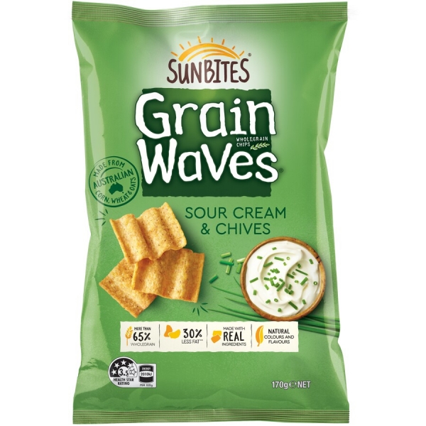 Sunbites Grain Waves Sour Cream & Chives 170g