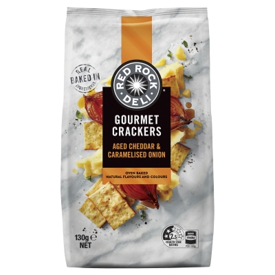 Red Rock Deli Crackers Aged Cheddar & Caramelised Onion 130g