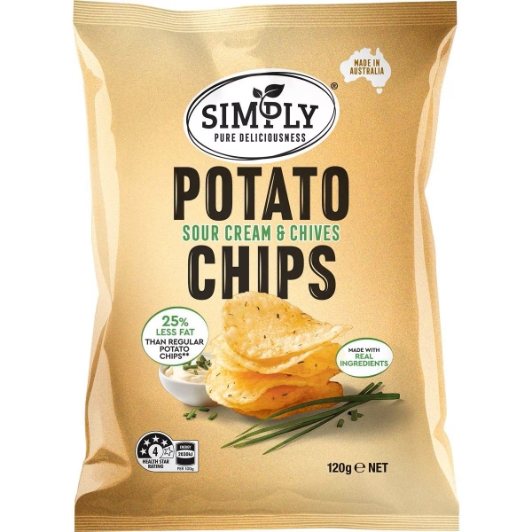 Simply Potato Chips Sour Cream & Chives 120g