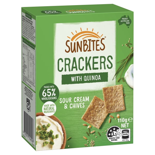 Sunbites Crackers With Quinoa Sour Cream & Chives 110g