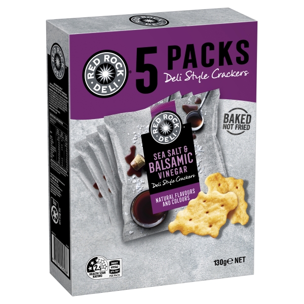 Red Rock Deli Crackers Sea Salt & Balsamic Vinegar 5 Pack 130g