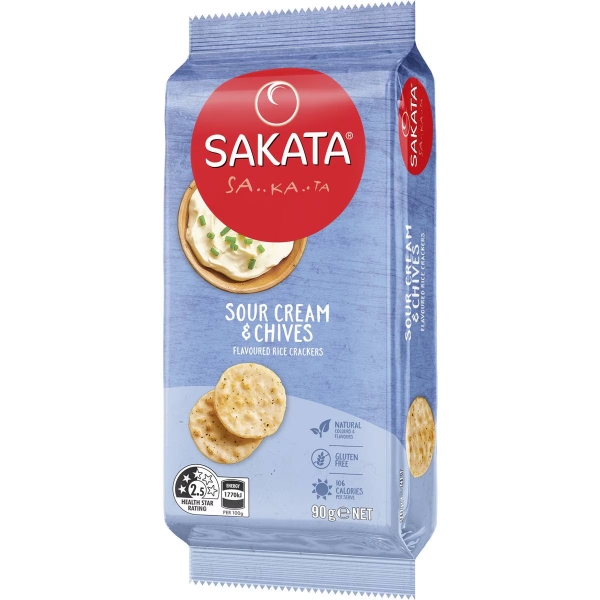 Sakata Rice Crackers Sour Cream & Chives 90g