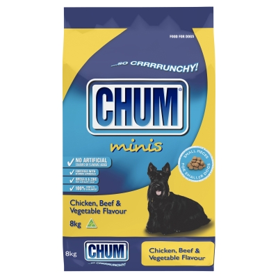 Chum Dry Dog Food Minis Chicken Beef & Vegetable Flavour 8kg