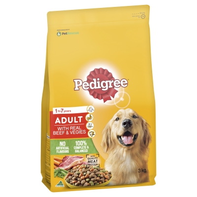 Pedigree Adult Dry Dog Food Real Beef & Vegies 3kg