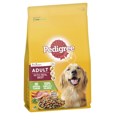 Pedigree Dry Dog Food Adult With Real Beef 3kg