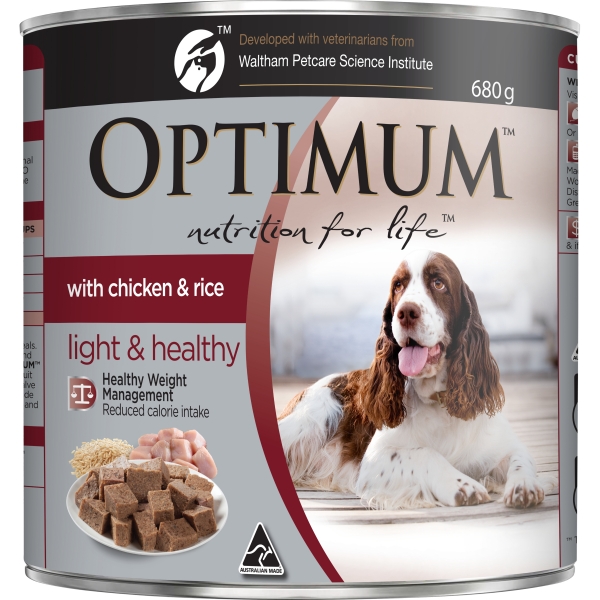 Optimum Adult Dog Food Light & Healthy Chicken & Rice 680g