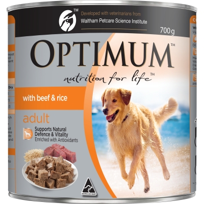 Optimum Adult Dog Food Beef & Rice 700g