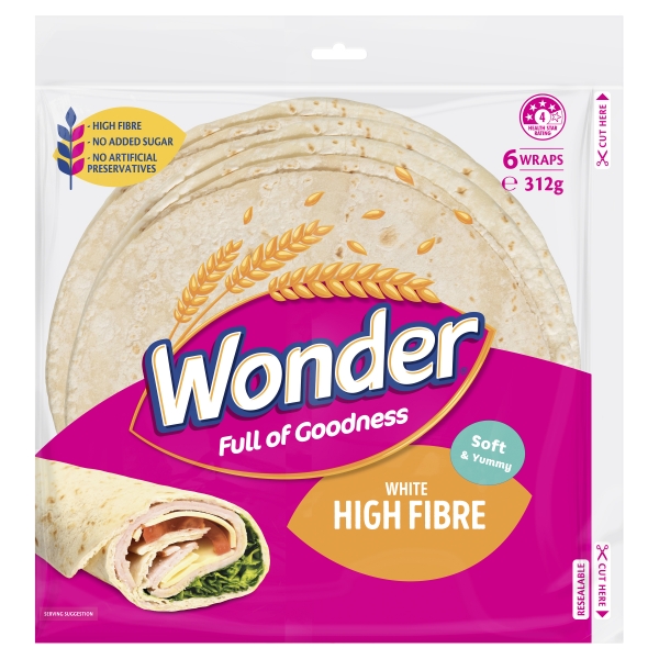 Wonder Wraps High Fibre 6 Pack 312g