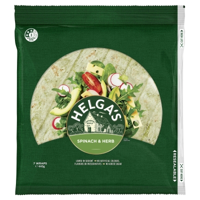 Helga's Wraps Spinach & Herb 7 Pack 445g