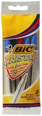 Bic Pen Cristal Pouch Assorted 5 Pack