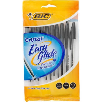 Bic Pen Cristal Easy Glide Black 10 Pack