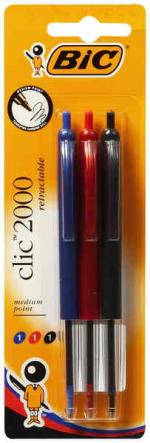 Bic Pen Clic 2000 Assorted 3 Pack