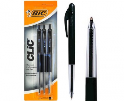 Bic Pen Clic Black 3 Pack