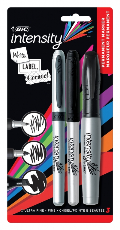 Bic Intensity Permanent Marker Black 3 Pack