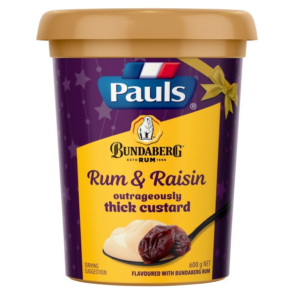 Pauls Premium Custard Bundaberg Rum & Raisin 600g