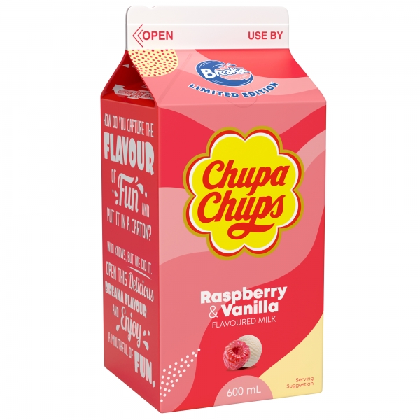 Breaka Flavoured Milk Chupa Chups Raspberry & Vanilla 600mL 