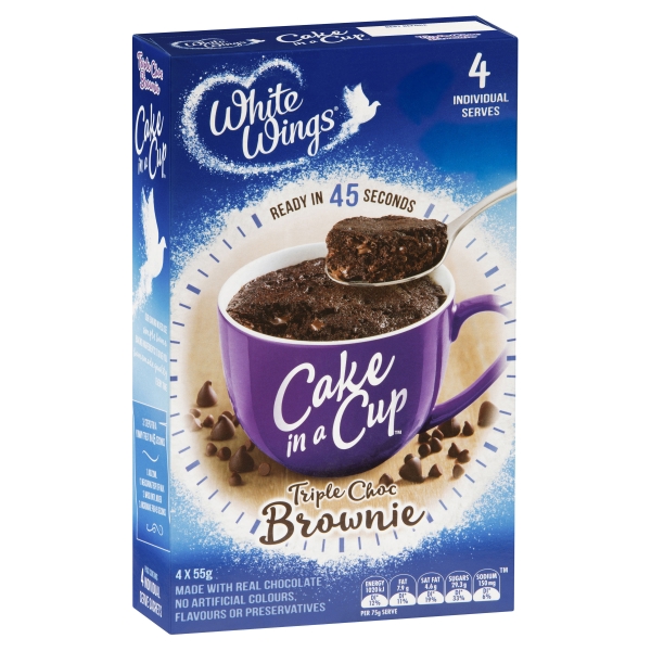 White Wings Cake in a Cup Triple Choc Brownie 4 Pack 220g