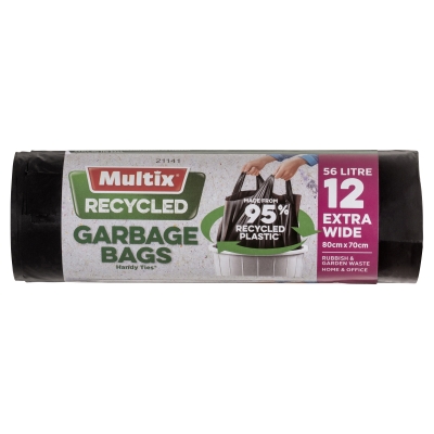 Multix Recycled Handy Ties Garbage Bags 56lt 12 Pack