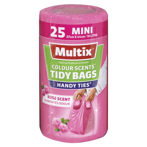 Multix Handy Ties Tidy Bag Rose Mini 10lt 25 Pack