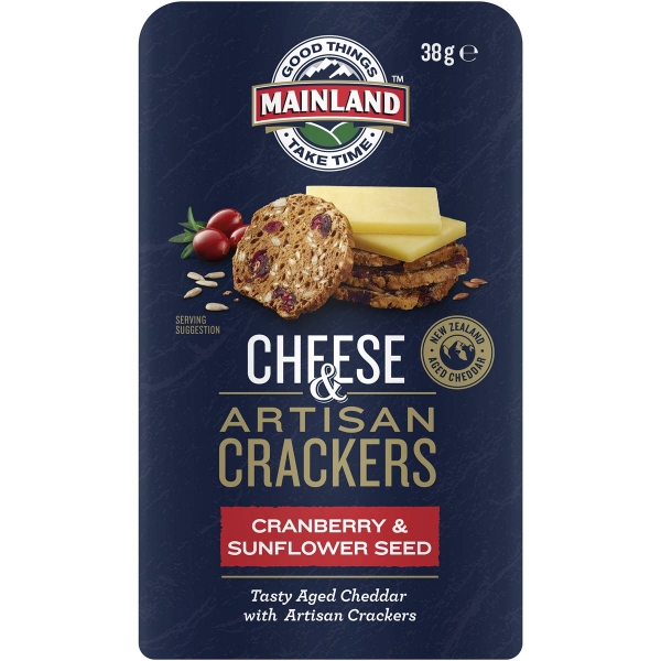 Mainland On The Go Cheese & Artisan Crackers Cranberry & Sunflower Seed 38g