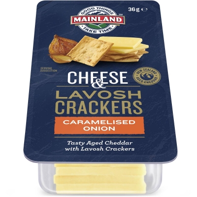 Mainland On The Go Cheese & Lavosh Crackers Caramelised Onion 36g