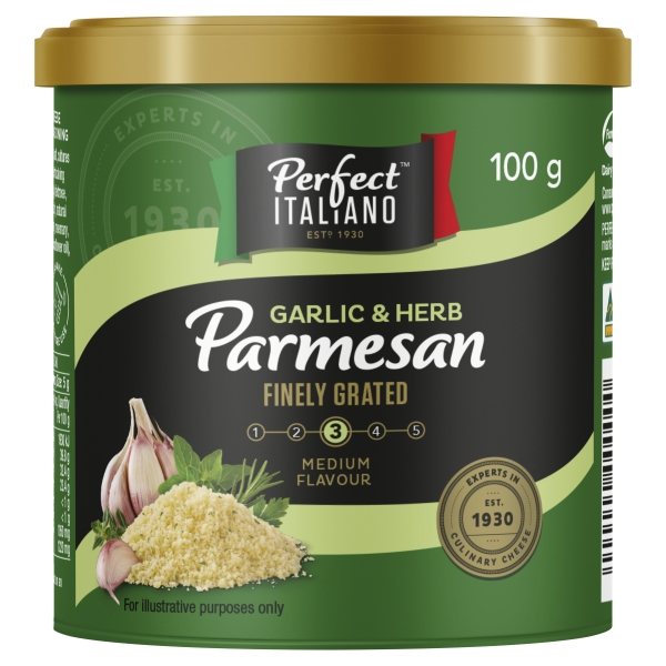 Perfect Italiano Finely Grated Parmesan Garlic & Herb 100g