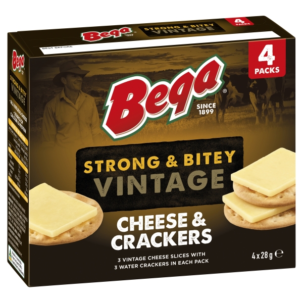 Bega Strong & Bitey Vintage Cheese and Crackers 4 x 28g