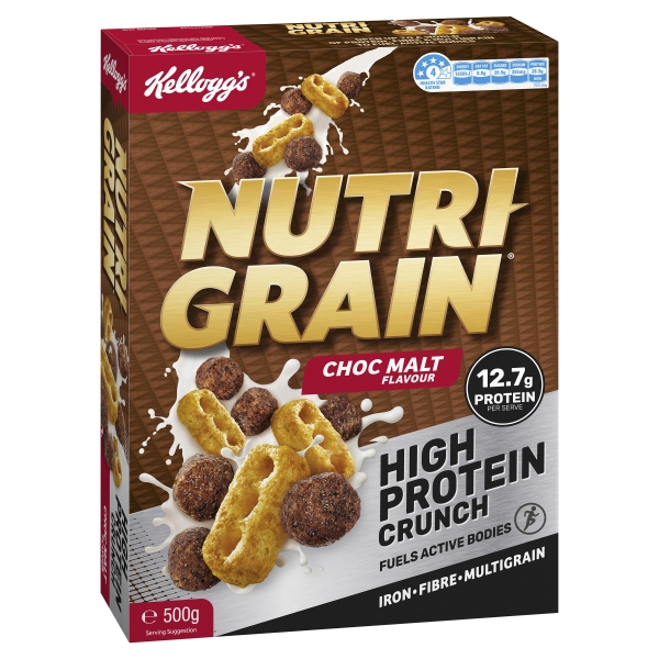 Kellogg's Nutri-Grain High Protein Crunch Choc Malt Flavour 500g