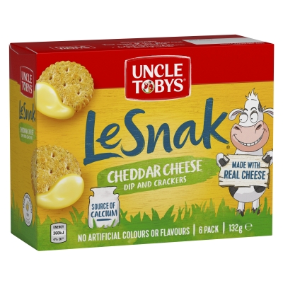 Uncle Tobys Le Snak Cheddar Cheese 6 Pack 132g