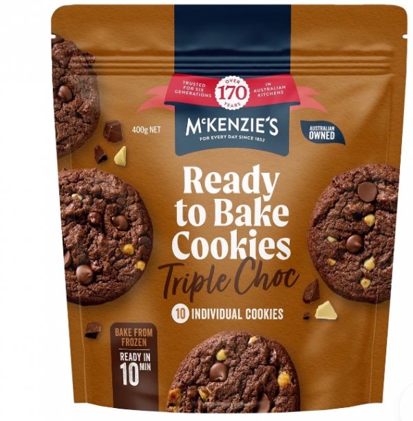 McKenzie's Ready To Bake Cookies Triple Choc 400g