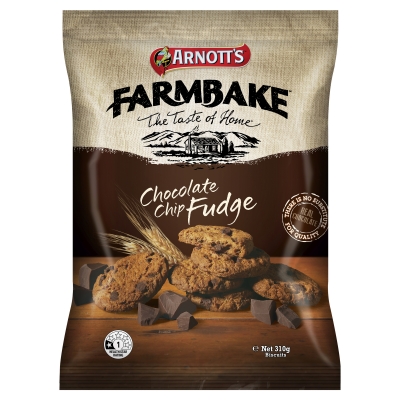 Arnott's Farm Bake Choc Chip Fudge Cookies 310g