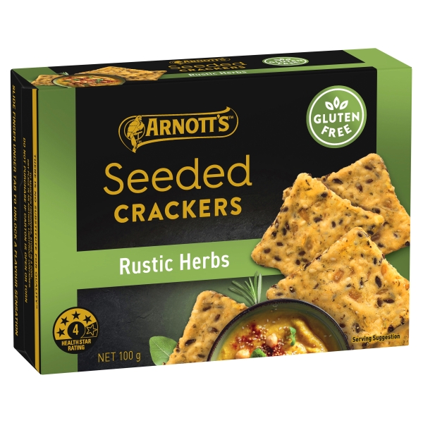 Arnott's Seeded Crackers Rustic Herbs Gluten Free 100g