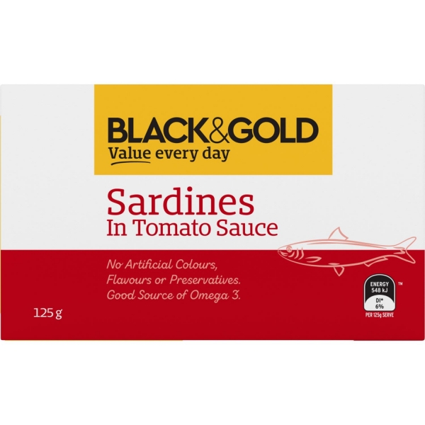 Black & Gold Sardines In Tomato Sauce 125g