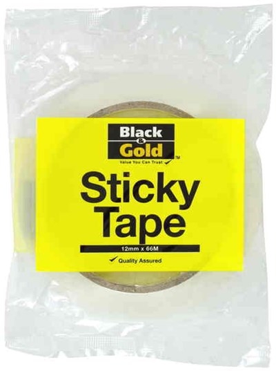 Black & Gold Sticky Tape 12mm x 66m