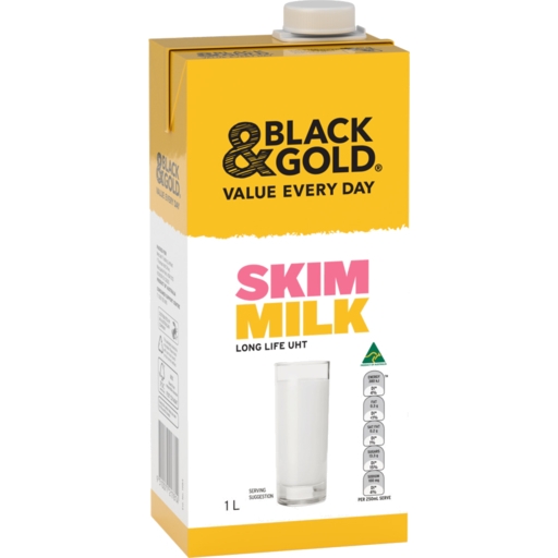 Black & Gold Milk Longlife Skim 1lt