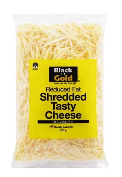 Black & Gold Reduced Fat Shredded Tasty Cheese 500g