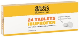 Black & Gold Ibuprofen Tablets 24 Pack