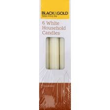 Black & Gold Household Candles 6 Pack