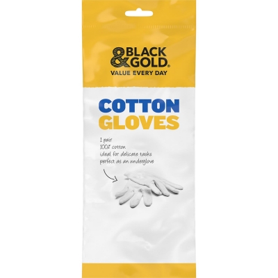 Black & Gold Cotton Gloves 2 Pair