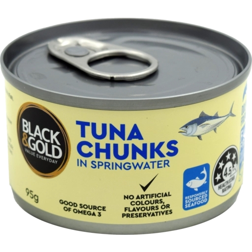 Black & Gold Tuna Chunks In Springwater 95g