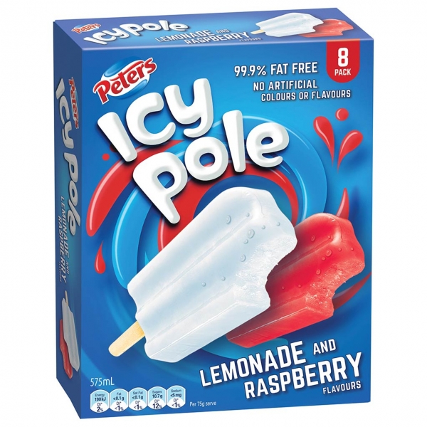 Peters Icy Pole Lemon & Raspberry 8 Pack